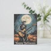 ロックアンドロールスケルトンハロウィーン音楽愛好家 ポストカード (スタンド正面)