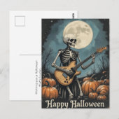 ロックアンドロールスケルトンハロウィーン音楽愛好家 ポストカード (正面/裏面)