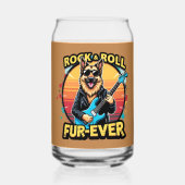 ロックアンドロールドイツシェパードレトロサンセットアート ガラス缶 (正面)