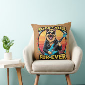 ロックアンドロールドイツシェパードレトロサンセットアート クッション (椅子)