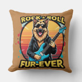 ロックアンドロールドイツシェパードレトロサンセットアート クッション (正面)