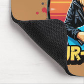 ロックアンドロールドイツシェパードレトロサンセットアート マウスパッド (コーナー)