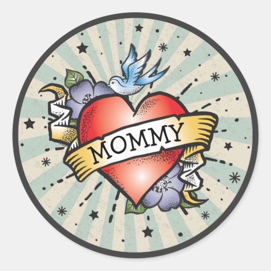 ロックアンドロールハートタトゥー ラウンドシール (正面)