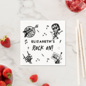 ロックアンドロールブラック&ホワイトバースデーパーティー スタンダードカクテルナプキン (インサイチュ)