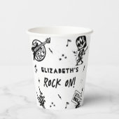 ロックアンドロールブラック&ホワイトバースデーパーティー 紙コップ (裏面)