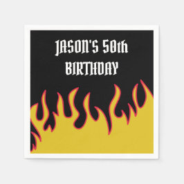 ロックアンドロール炎カスタムメッセージパーティー スタンダードカクテルナプキン