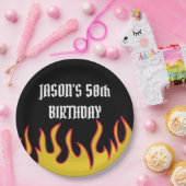 ロックアンドロール炎カスタムメッセージパーティー ペーパープレート (パーティー)