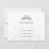 ロックアンドロール結婚のティール(緑がかった色)ブラックRSVPカード 出欠カード (裏面)