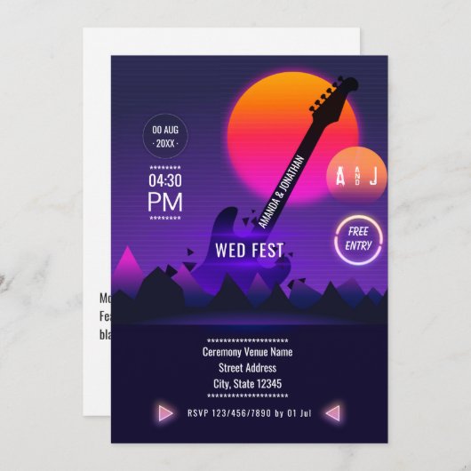 ロックアンドロール結婚式招待状 招待状 (正面/裏面)