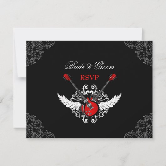 ロックアンドロール結婚式RSVPカード 出欠カード (正面)