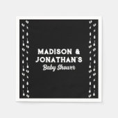 ロックアンドロール赤ちゃんシャワーEdgyブラック&ホワイト スタンダードカクテルナプキン (正面)