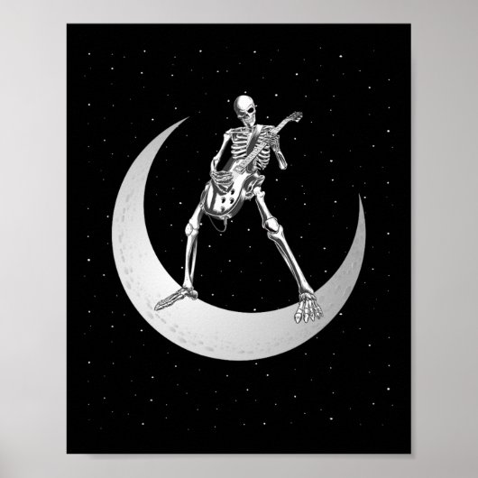 ロックアンドロール遊スケルトンのギターの月のロック ポスター (正面)