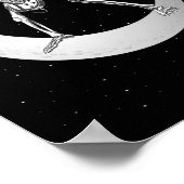 ロックアンドロール遊スケルトンのギターの月のロック ポスター (角)