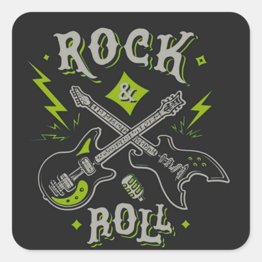 ロックアンドロール電気およびアコースティックギタースクエア スクエアシール (正面)