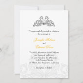 ロックアンドロ結婚ールのイエローブラック招待 招待状 (裏面)