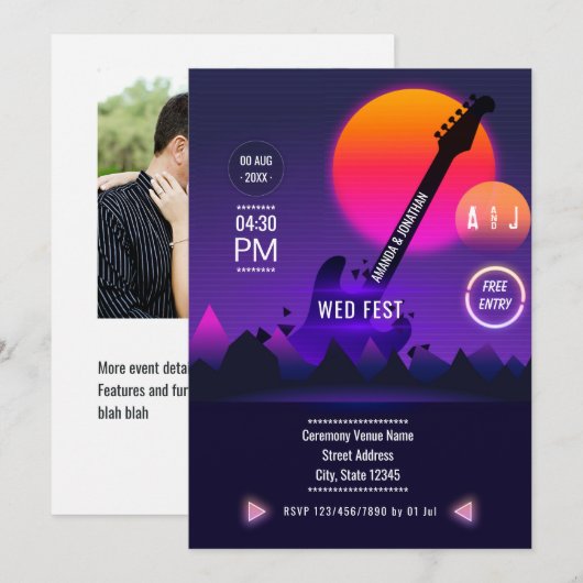 ロックアンドロ結婚ールの写真 招待状 (正面/裏面)