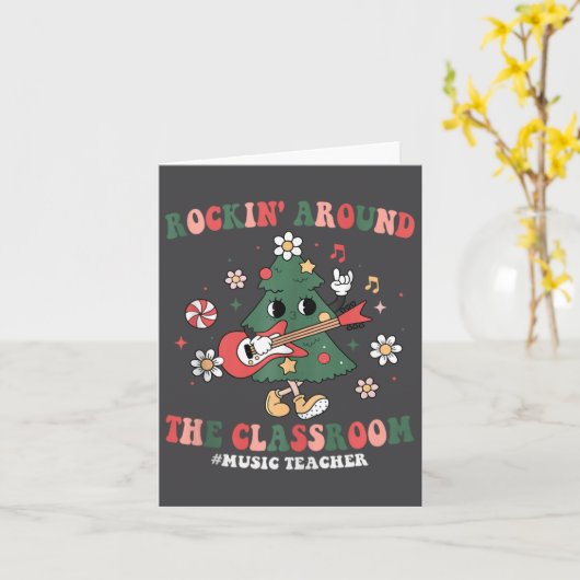 ロックインのまわりにザクロームミュージックおもしろい先生クリスマス カード (黄色い花)