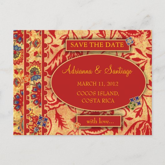 ロックインのヴィンテージコスタリカのフローラは日付を保存 案内ポストカード (正面)