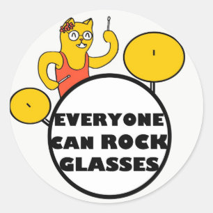 ロックインの眼鏡の猫シール ラウンドシール
