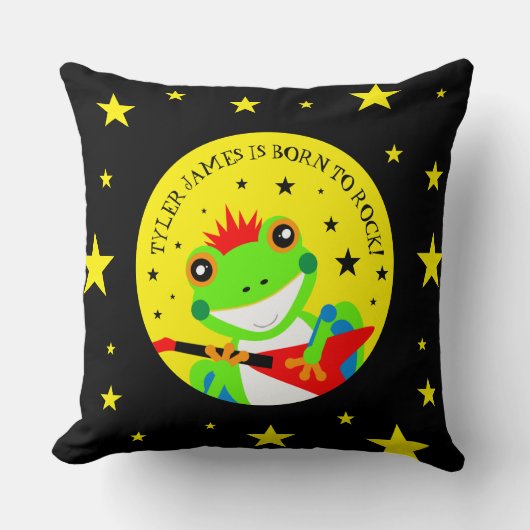 ロックインの誕生日ツリーカエルとレッドギター クッション (正面)