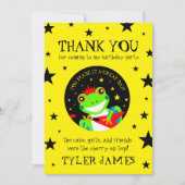 ロックインの誕生日ツリーカエルとレッドギター サンキューカード (正面)