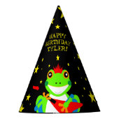 ロックインの誕生日ツリーカエルとレッドギター パーティーハット (正面)