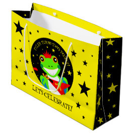 ロックインの誕生日ツリーカエルとレッドギター ラージペーパーバッグ