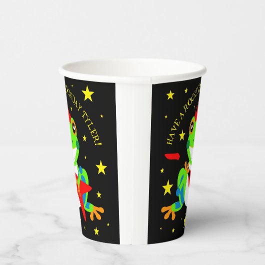 ロックインの誕生日ツリーカエルとレッドギター 紙コップ (右)