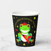 ロックインの誕生日ツリーカエルとレッドギター 紙コップ (正面)