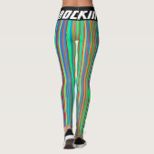 ロックインカラフル垂直ストライプ緑の黄色 レギンス (裏面)