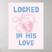 ロックインズラブピンクハート鍵パステル ポスター (正面)