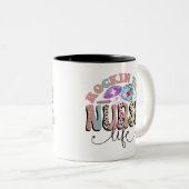 ロックインナース生活、ナース、看護学生 ツートーンマグカップ (正面右)