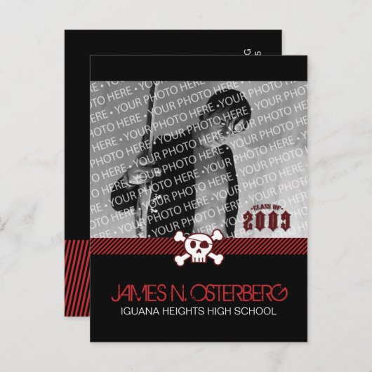 ロックイン卒業パーティー招待状はがき インビテーションポストカード (正面/裏面)