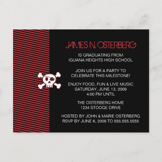 ロックイン卒業パーティー招待状はがき インビテーションポストカード (裏面)