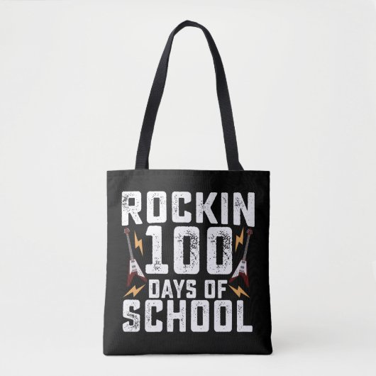 ロックイン100日のスクールロックギターヴィンテージ トートバッグ (正面)