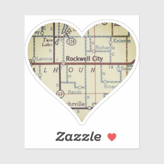 ロックウェルシティアイオワヴィンテージの地図 シール (シート)