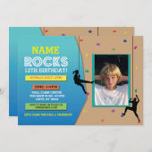 ロックウォールクライミングの誕生日パーティーの写真招待状 招待状 (正面/裏面)