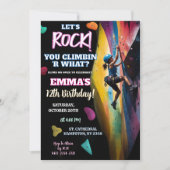 ロックウォール登山オンオーバー誕生日ガール 招待状 (正面)