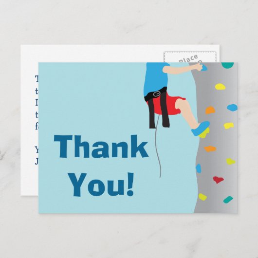 ロックウォール登山誕生日パーティーありがとう ポストカード (正面/裏面)