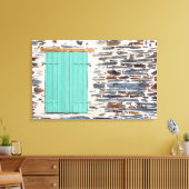 ロックウォール素朴キャンバス上の窓シャッター キャンバスプリント (インサイチュ (リビング))