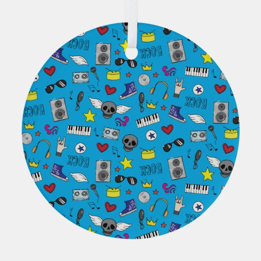 ロックエモ音楽パタ10代のーン ガラスオーナメント (裏面)