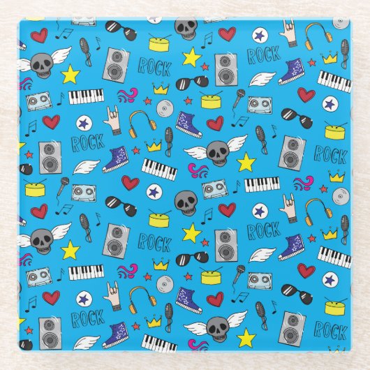 ロックエモ音楽パタ10代のーン ガラスコースター (正面)