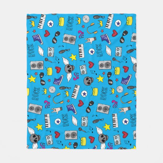 ロックエモ音楽パタ10代のーン フリースブランケット (正面)