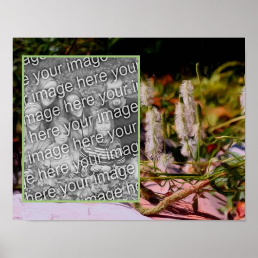 ロックオイルの絵に自分の写真の花を作成 ポスター (正面)