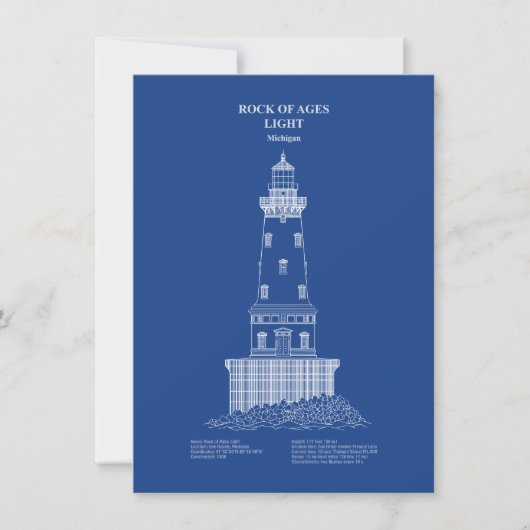 ロックオブエイジズライトハウス – ミシガン州 – AD ノートカード (正面)