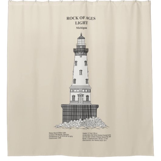 ロックオブエイジズライトハウス – ミシガン州 – SBD シャワーカーテン (正面)