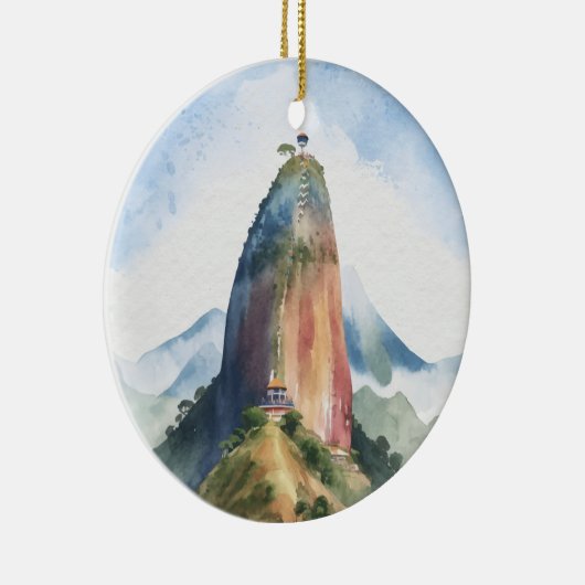 ロックオブグアタペエルペノンコロンビアの水彩画 セラミックオーナメント (右)