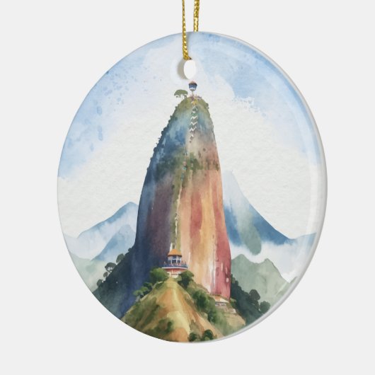 ロックオブグアタペエルペノンコロンビアの水彩画 セラミックオーナメント (左)