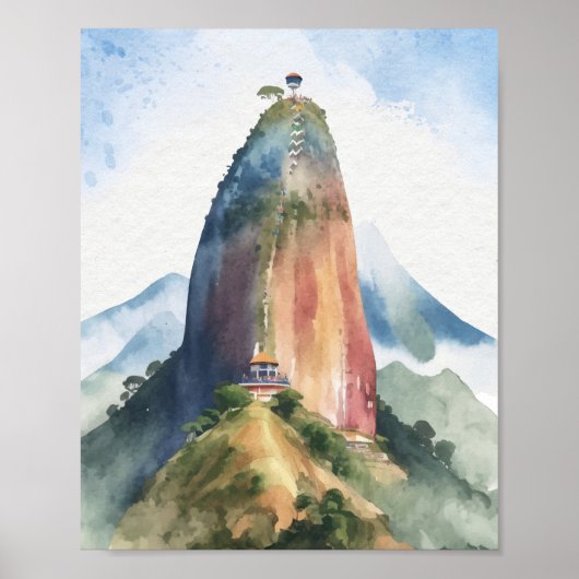 ロックオブグアタペエルペノンコロンビアの水彩画 ポスター (正面)