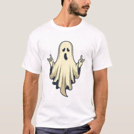 ロックオンゴースト ハロウィン スプーキー ヴァイブス デザイン Tシャツ